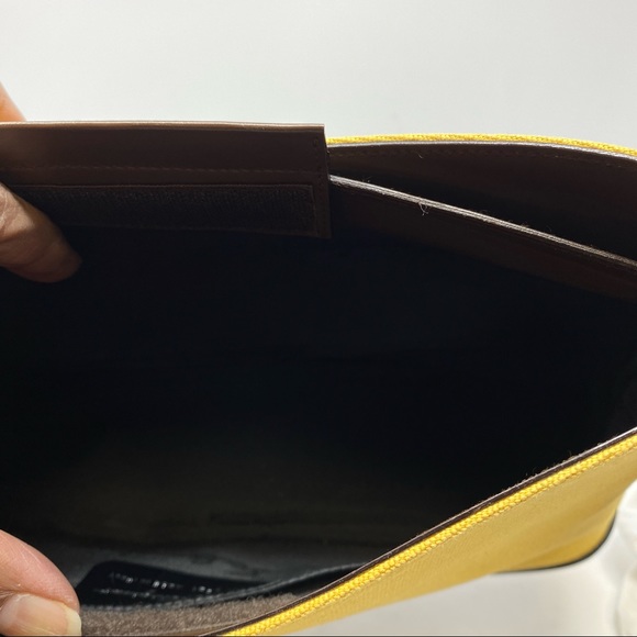 Salvatore Ferragamo Yellow Canvas and Brown Shoulder Bag. - Picture 9 of 11